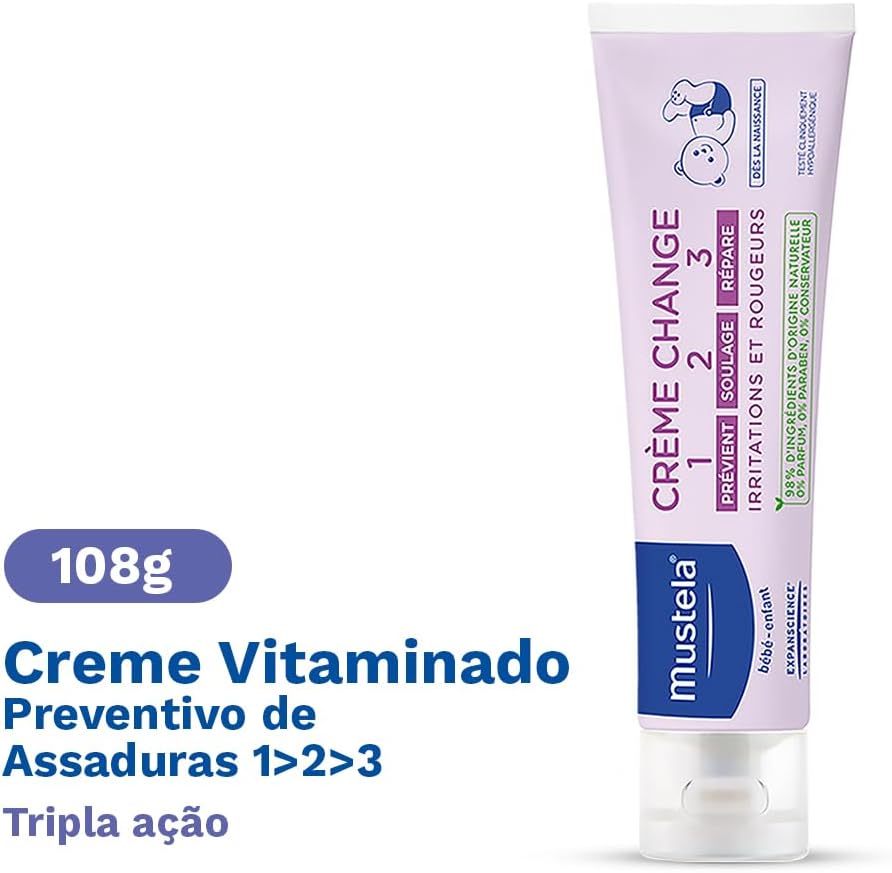 Mustela Combo Banho + Troca de Fralda - Gel Lavante Corpo e Cabelo 500ml + Creme Preventivo De Assaduras Vitaminado 1>2>3 108g - Imagem 6