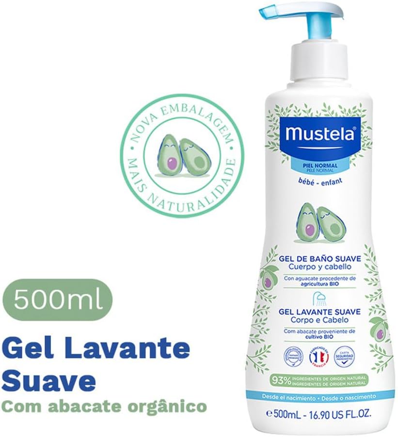 Mustela Combo Banho + Troca de Fralda - Gel Lavante Corpo e Cabelo 500ml + Creme Preventivo De Assaduras Vitaminado 1>2>3 108g - Imagem 5